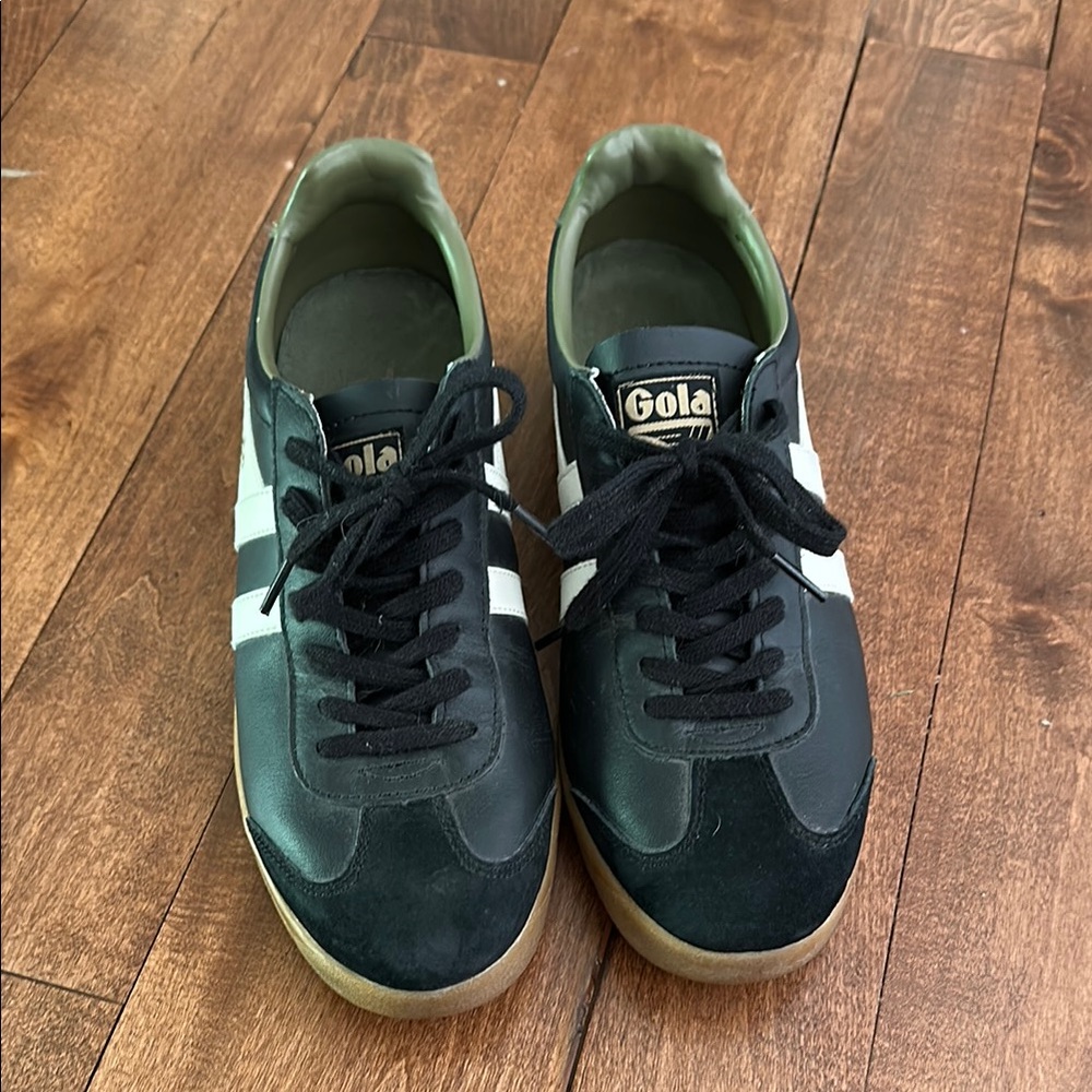 Gola Black, White and Green Hurricane Leather Sneakers, Men’s 9 (US)